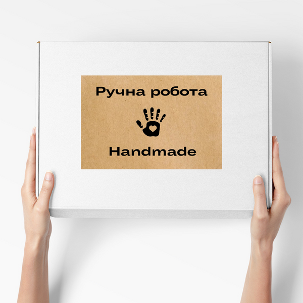 Етикетка крафт 100х150 мм &laquo;Ручна робота / Handmade&raquo; (100 шт/рулон)
